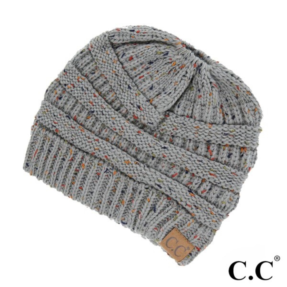 NEW CC Beanie for Ponytail or Messy Bun- Nat Gray